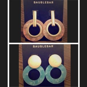 2 New Sea Blue Acetate & Pink Resin Hoop Earrings!